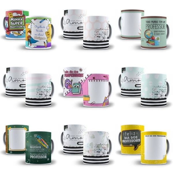Pack 54 Artes Editáveis Corel Dia Dos Professores Caneca