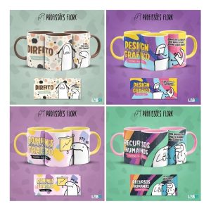 Pack Artes Caneca Flork Profissões Meme Frases Sublimação V1