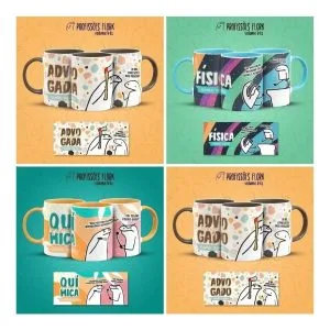 Pack Artes Caneca Flork Profissões Meme Frases Sublimação V3