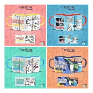 Pack Artes Caneca Flork Profissões Meme Frases Sublimação V4