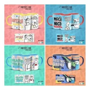 Pack Artes Caneca Flork Profissões Meme Frases Sublimação V4