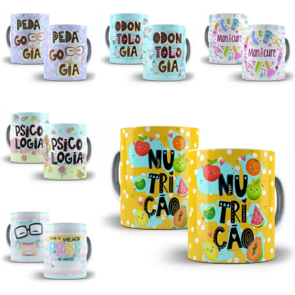 Pack Artes Caneca Profissões Farmácia Pedagogia Odontologia