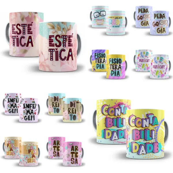 Pack Artes Caneca Profissões Farmácia Pedagogia Odontologia