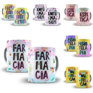 Pack Artes Caneca Profissões Farmácia Pedagogia Odontologia