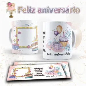 Pack Artes Canecas Aniversário Png e Corel