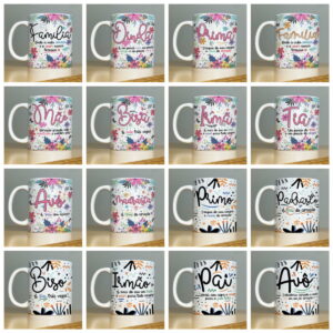 Pack Artes Canecas Família - Arquivo Digital