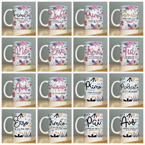Pack Artes Canecas Família - Arquivo Digital