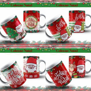 Pack Artes Canecas Natal - Arquivo Digital