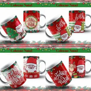 Pack Artes Canecas Natal - Arquivo Digital