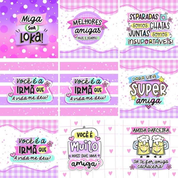 Pack Artes Dia do Amigo Sublimação Caneca Ilustrações Png
