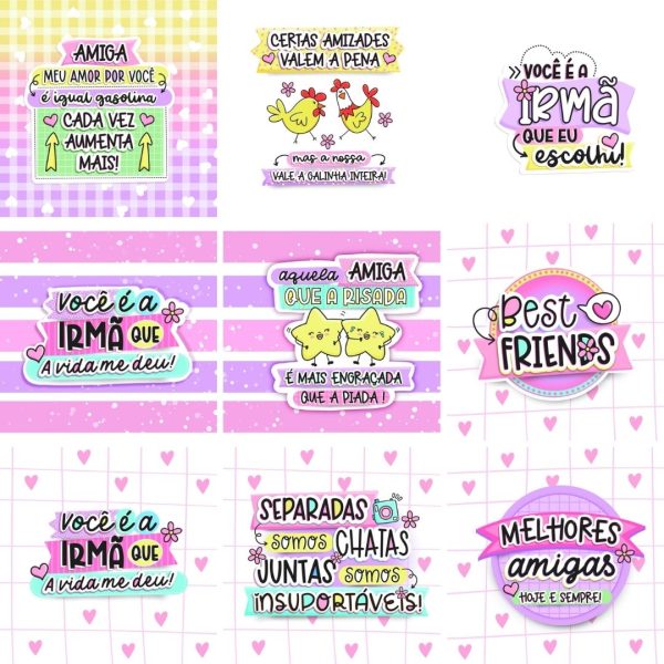 Pack Artes Dia do Amigo Sublimação Caneca Ilustrações Png