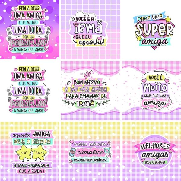 Pack Artes Dia do Amigo Sublimação Caneca Ilustrações Png