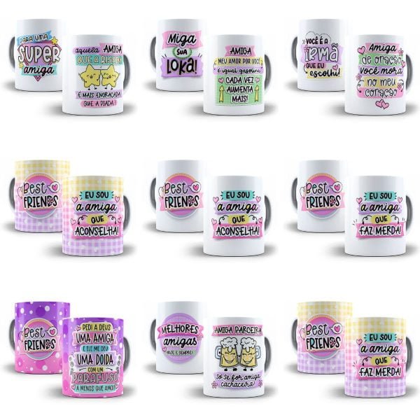 Pack Artes Dia do Amigo Sublimação Caneca Ilustrações Png