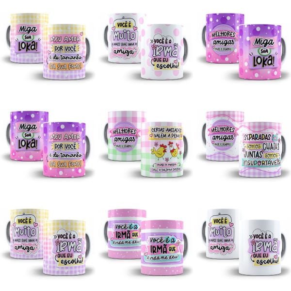 Pack Artes Dia do Amigo Sublimação Caneca Ilustrações Png