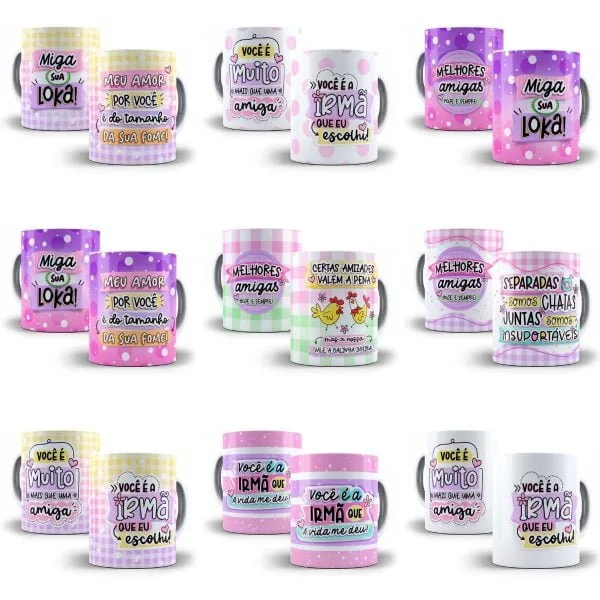 Pack Artes Dia do Amigo Sublimação Caneca Ilustrações Png