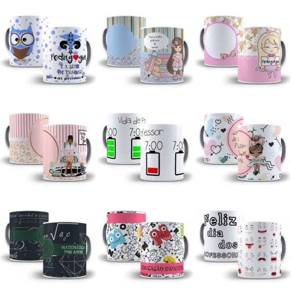 Pack Artes Sublimação Caneca Dia Dos Professores Cdr Png Jpg