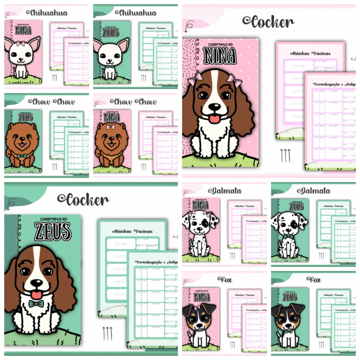 Pack Cadernetas Vacinas Pets Dogs -Arquivo Digital 2 Pack Cadernetas Vacinas Pets Dogs -Arquivo Digital
