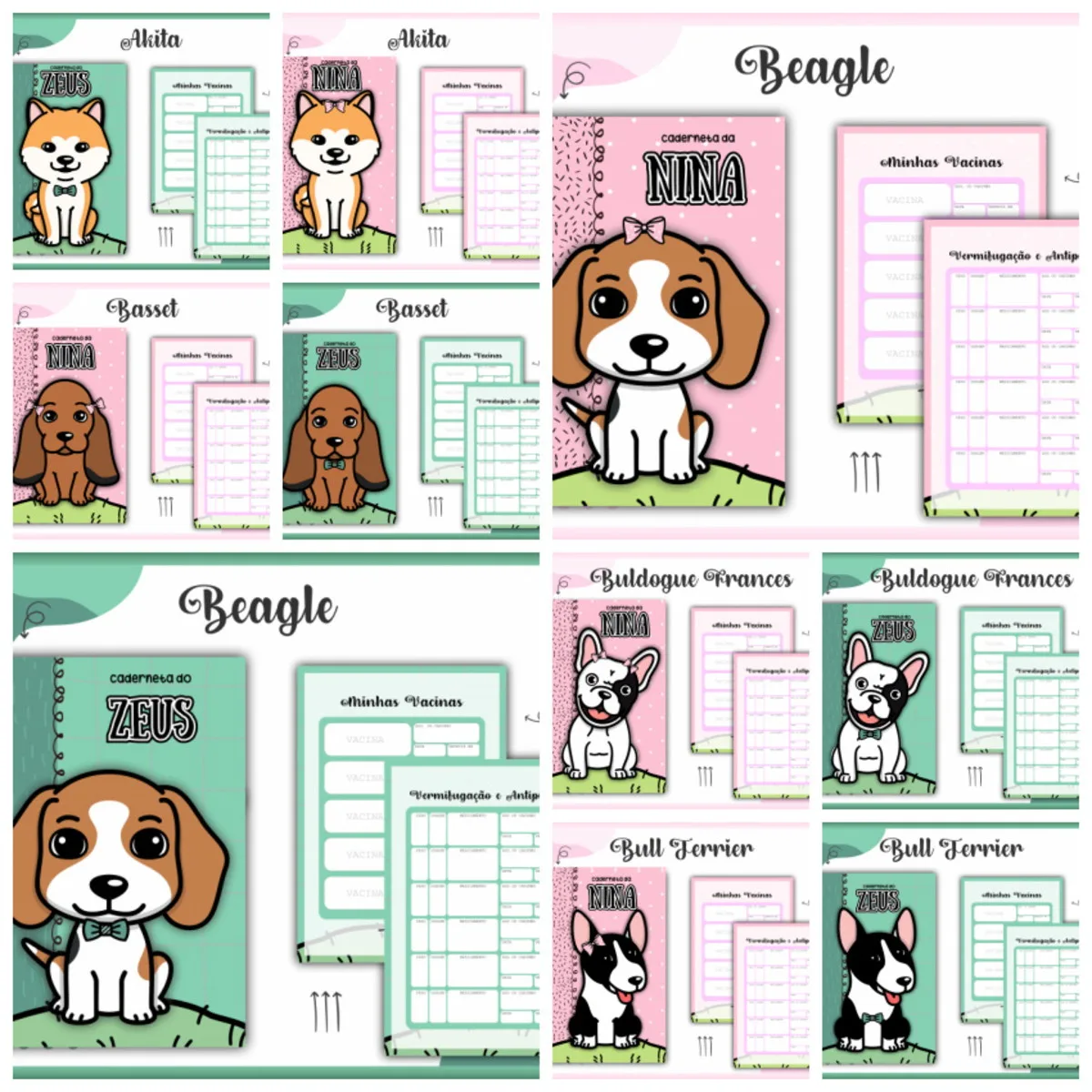Pack Cadernetas Vacinas Pets Dogs -Arquivo Digital 3 Pack Cadernetas Vacinas Pets Dogs -Arquivo Digital
