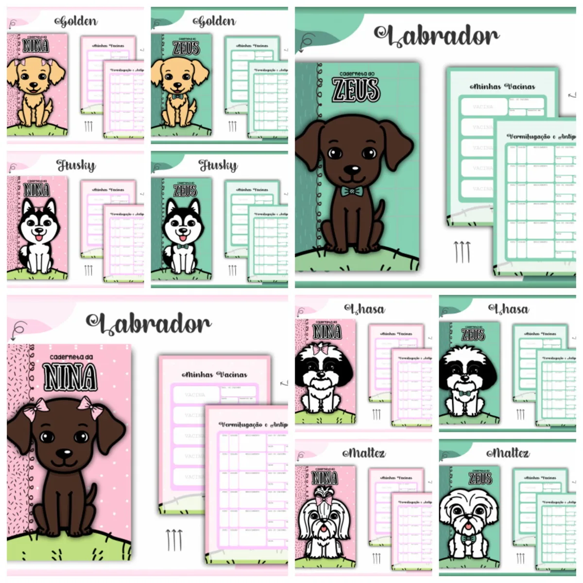 Pack Cadernetas Vacinas Pets Dogs -Arquivo Digital 1 Pack Cadernetas Vacinas Pets Dogs -Arquivo Digital