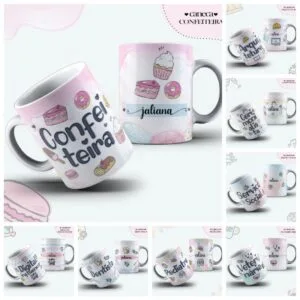 Pack Canecas Profissões Femininas - Arquivo Digital