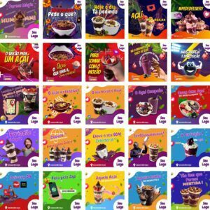 Pack Canva Açaí 200 Modelos Editáveis+ Bônus