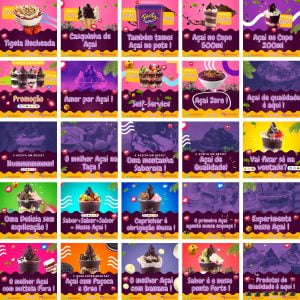 Pack Canva Açaí 3.0 50 Modelos Editáveis+ Bônus
