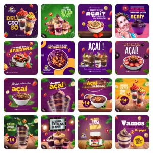 Pack Canva Açaí 65 Modelos Editáveis+ Bônus