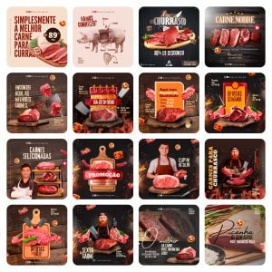 Pack Canva Açougue 40 Modelos Editáveis+ Bônus