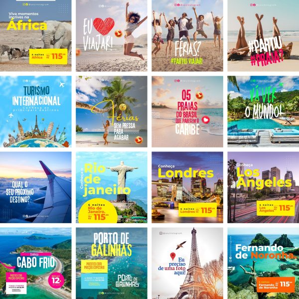 Pack Canva Agência de Turismo 35 Modelos Editáveis+ Bônus