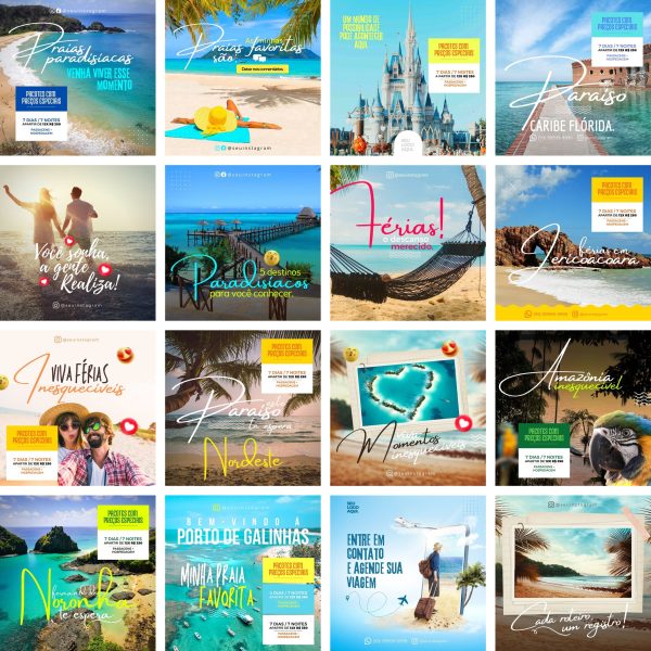 Pack Canva Agência de Turismo 35 Modelos Editáveis+ Bônus