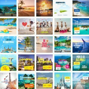 Pack Canva Agência de Turismo Viagens 50 Modelos Editáveis+ Bônus