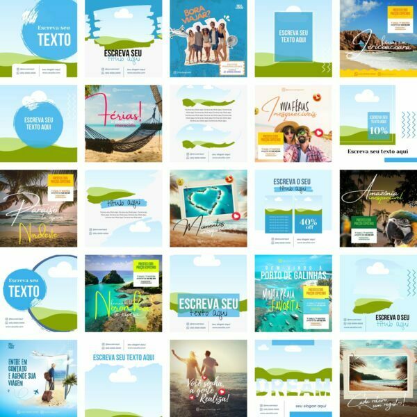 Pack Canva Agência de Turismo Viagens 50 Modelos Editáveis+ Bônus