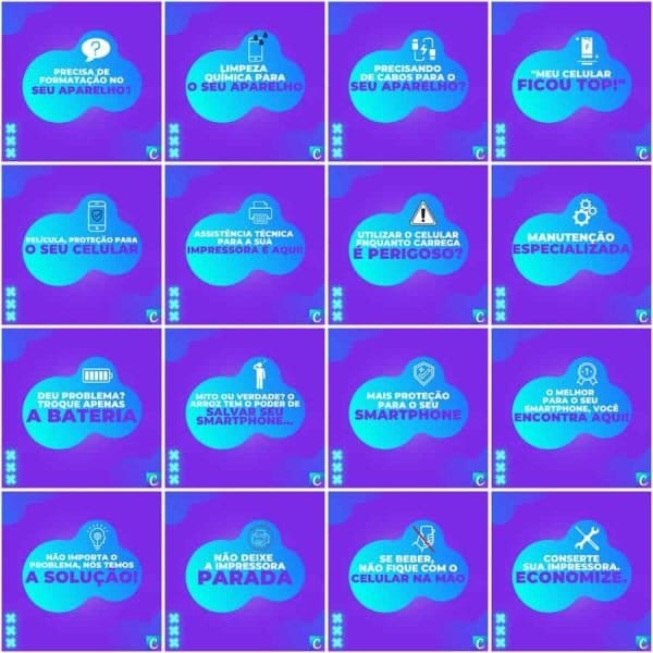 Pack Canva Assistência Técnica Celular 200 Modelos Editáveis+ Legendas