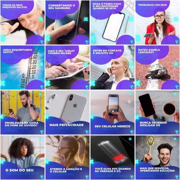 Pack Canva Assistência Técnica Celular 200 Modelos Editáveis+ Legendas