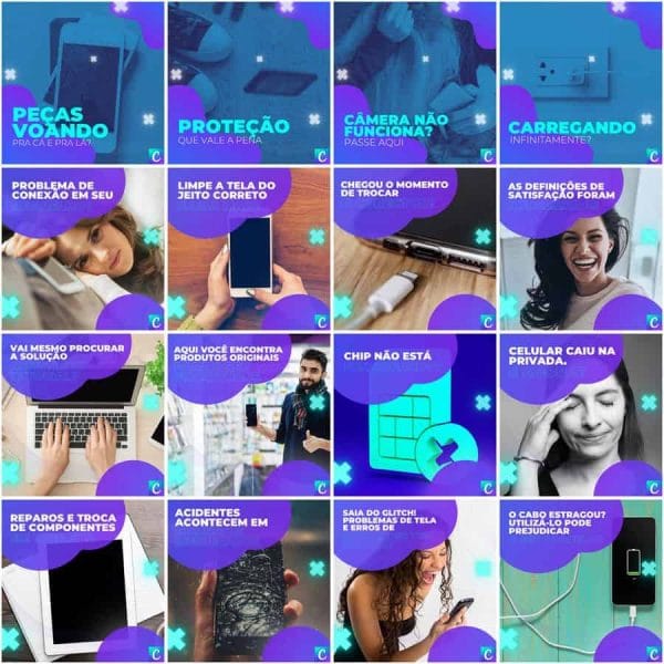Pack Canva Assistência Técnica Celular 200 Modelos Editáveis+ Legendas