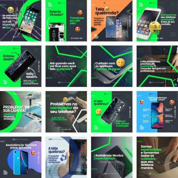 Pack Canva Assistencia Tecnica Celular 40 Modelos Editáveis+ Bônus