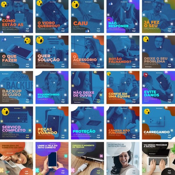 Pack Canva Assistência Técnica de Celular 3.0 100 Modelos Editáveis+ Bônus