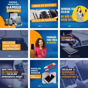Pack Canva Assistências Técnicas de Celular 25 Modelos Editáveis+ Bônus