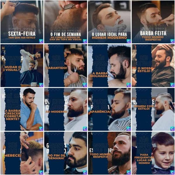Pack Canva Barbearia 200 Modelos Editáveis+ Legendas