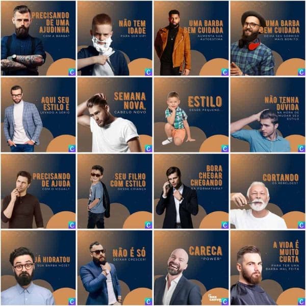 Pack Canva Barbearia 200 Modelos Editáveis+ Legendas
