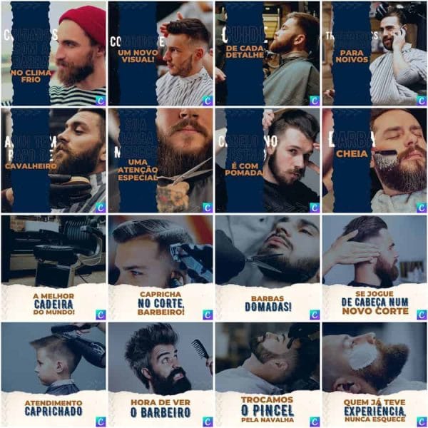 Pack Canva Barbearia 200 Modelos Editáveis+ Legendas