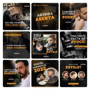Pack Canva Barbearia 30 Modelos Editáveis+ Bônus