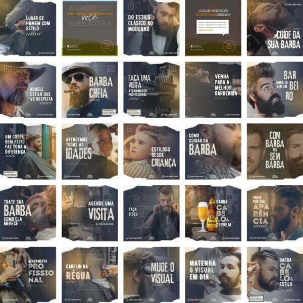 Pack Canva Barbearia Cabeleireiro 50 Modelos Editáveis+ Bônus