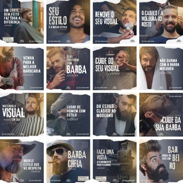 Pack Canva Barbearia Cabelereiro 30 Modelos Editáveis+ Bônus