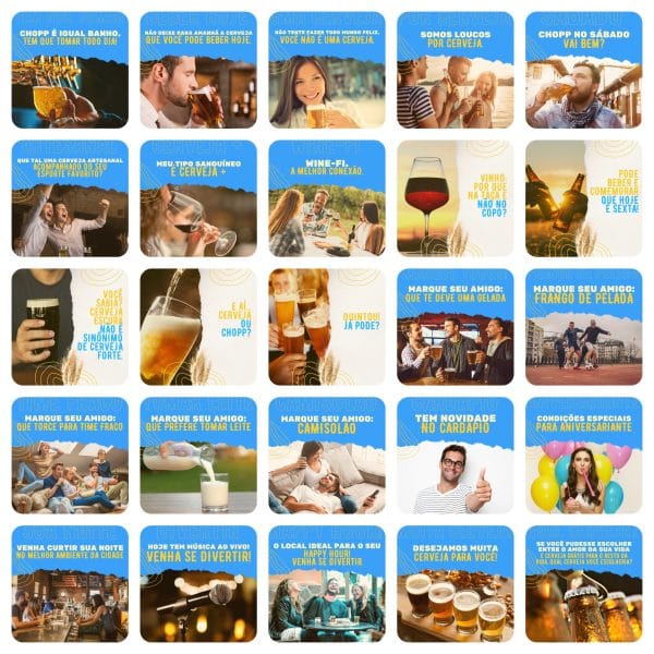Pack Canva Bares Bar Cervejaria 200 Modelos Editáveis+ Legendas