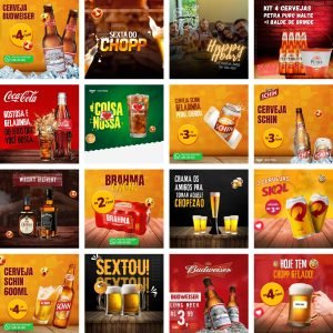 Pack Canva Bebidas Bar Cervejaria 30 Modelos Editáveis+ Bônus
