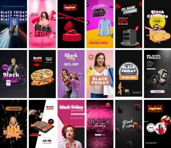 Pack Canva Black Friday Storie 20 Modelos Editáveis+ Bônus