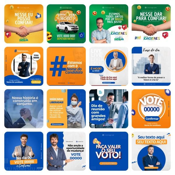 Pack Canva Campanha Política 70 Modelos Editáveis+ Bônus