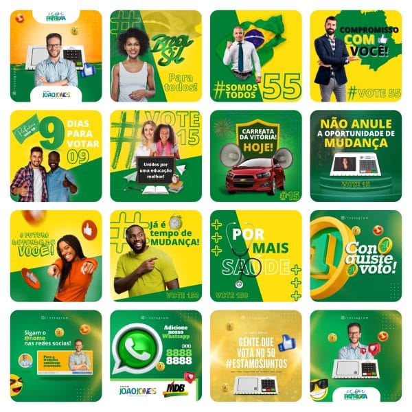 Pack Canva Campanha Política 70 Modelos Editáveis+ Bônus