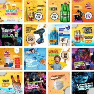Pack Canva Carnaval 45 Modelos Editáveis+ Bônus